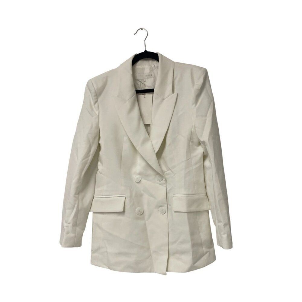 Zara Womens Blazer Jacket Large L Off White Double-Breasted 2205/593 NWT